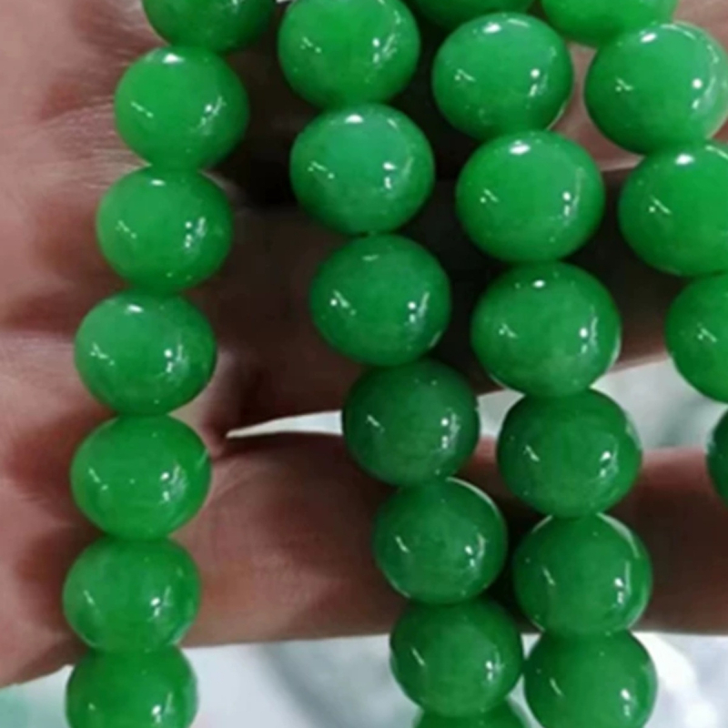 Nefritne perle 10 mm, okrugle – zelena špinat i ledeno zelena, ručno izrađene za DIY narukvice i ogrlice