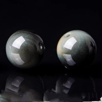 Prirodne dvostruke oči od obsidijanskog kristala, slobodne perle, ljubičasto-zeleno oko, okrugle, 10 mm, za DIY