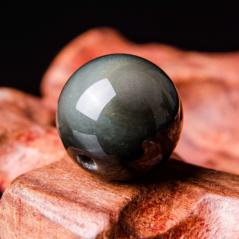 Prirodne dvostruke oči od obsidijanskog kristala, slobodne perle, ljubičasto-zeleno oko, okrugle, 10 mm, za DIY