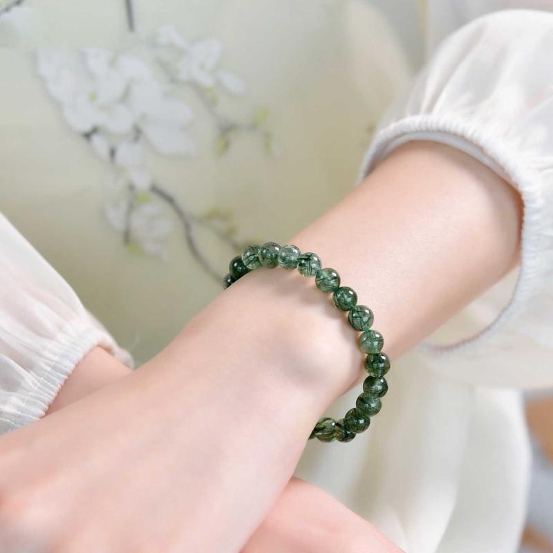 Prirodne zeleni kristalni perli, slobodne perle, okrugle perle, titan kristal, Super Seven, DIY narukvica, set perli, zeleni kristal iz starog rudnika, jedna perla