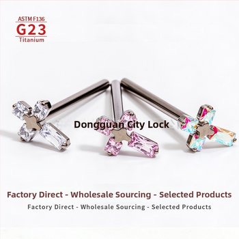 F136 titanová zliatina, viacfarebný kríž, vnútorný závit – náušnica do ucha