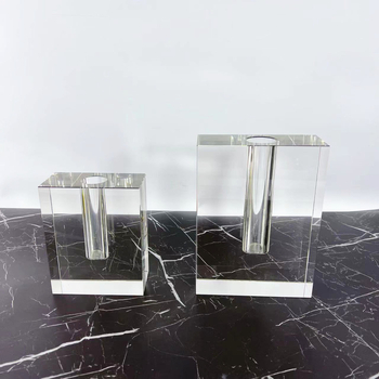 Priehľadná krištáľová štvorcová váza na kvety, moderný európsky minimalistický štýl dekorácie