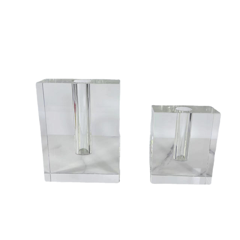 Priehľadná krištáľová štvorcová váza na kvety, moderný európsky minimalistický štýl dekorácie