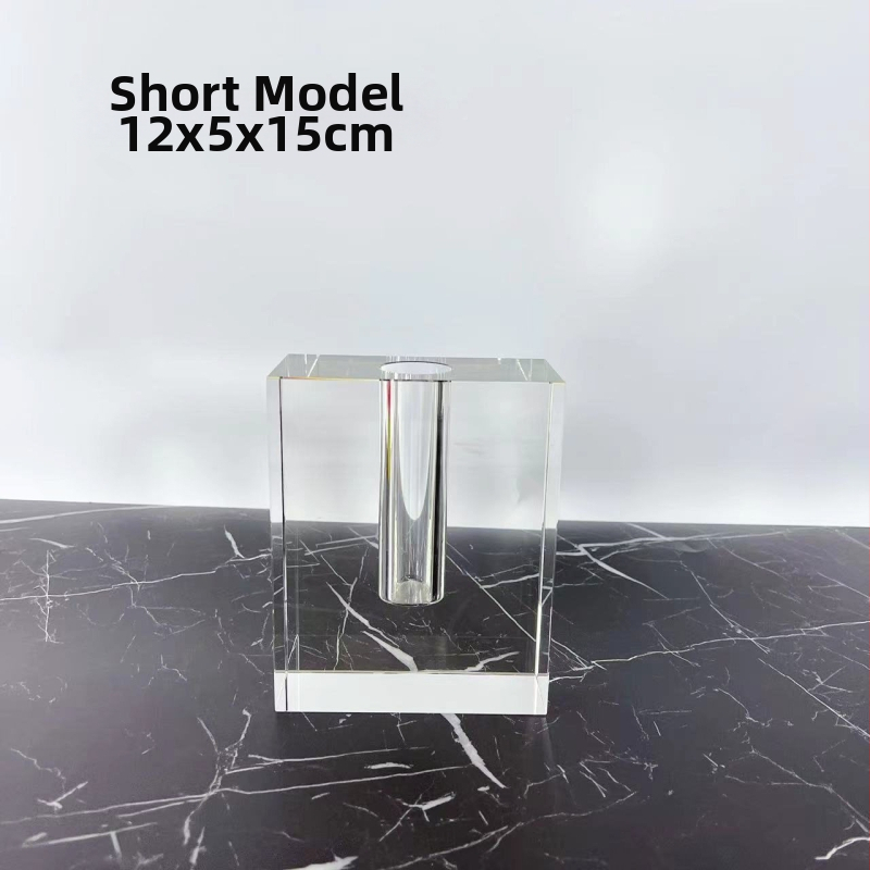 Priehľadná krištáľová štvorcová váza na kvety, moderný európsky minimalistický štýl dekorácie