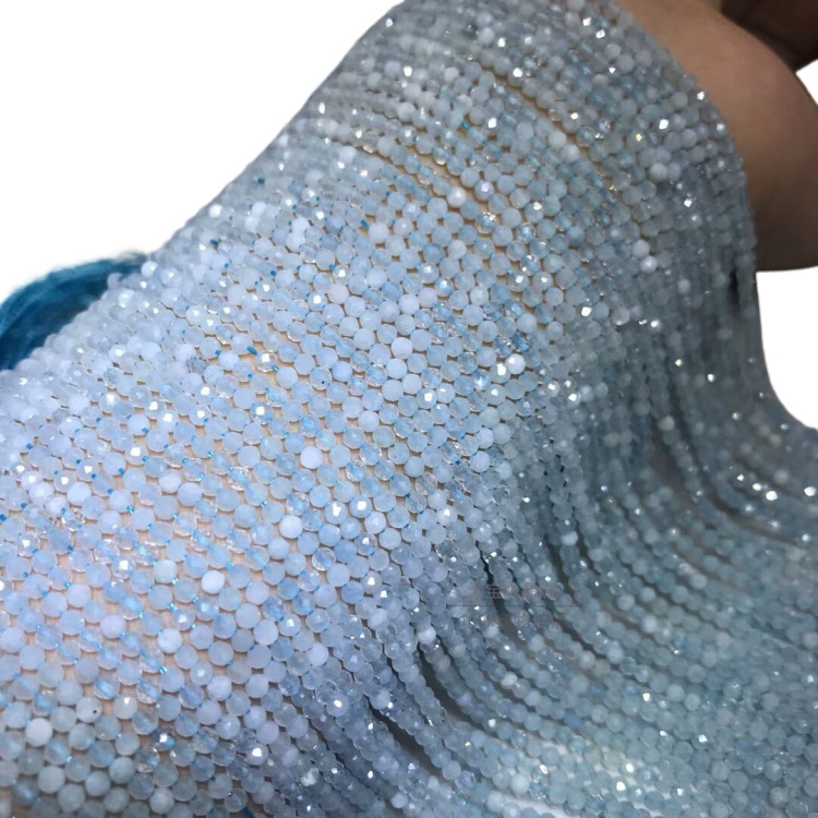Prirodne akvamarinske facettirane perle, labave perle, 2 mm i 3 mm