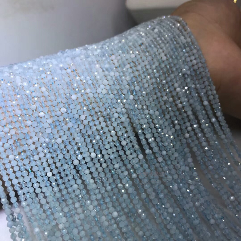 Prirodne akvamarinske facettirane perle, labave perle, 2 mm i 3 mm
