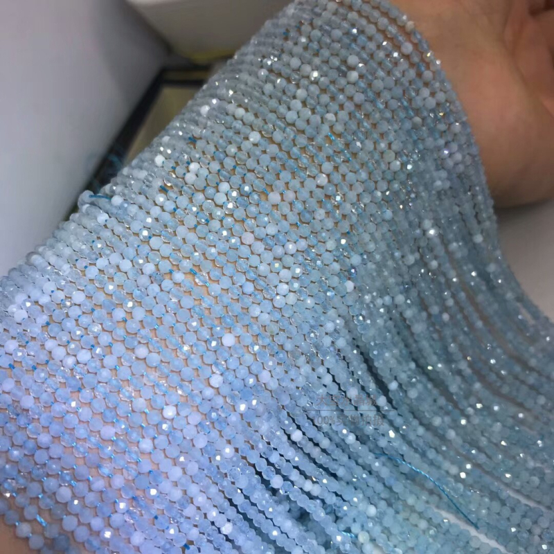 Prirodne akvamarinske facettirane perle, labave perle, 2 mm i 3 mm
