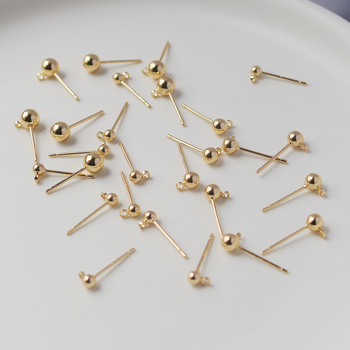 14K pozlaćene, otporne na promjenu boje, gravirane naušnice s kuglicom 92-stil, za uho, 53 mm/4 mm/5 mm, DIY materijal za nakit