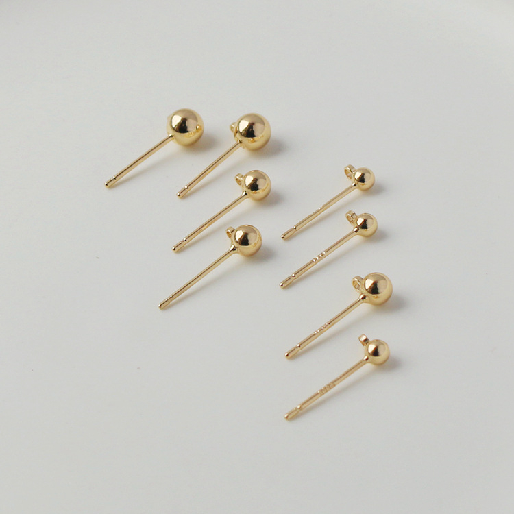 14K pozlaćene, otporne na promjenu boje, gravirane naušnice s kuglicom 92-stil, za uho, 53 mm/4 mm/5 mm, DIY materijal za nakit