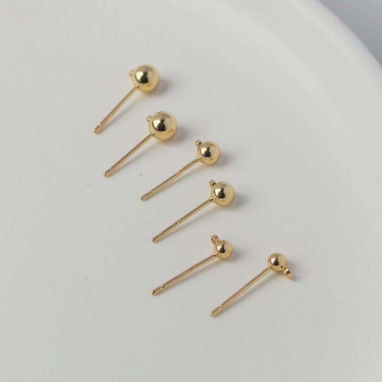 14K pozlaćene, otporne na promjenu boje, gravirane naušnice s kuglicom 92-stil, za uho, 53 mm/4 mm/5 mm, DIY materijal za nakit