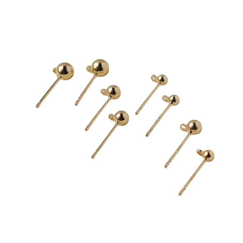 14K pozlaćene, otporne na promjenu boje, gravirane naušnice s kuglicom 92-stil, za uho, 53 mm/4 mm/5 mm, DIY materijal za nakit