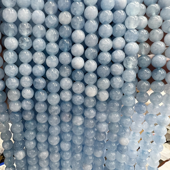 Kružne chalcedonske perle u plavoj boji akvamarina, prirodni kamen, slobodne perle za narukvicu i ogrlicu, dijelovi za DIY nakit, poluproizvodi