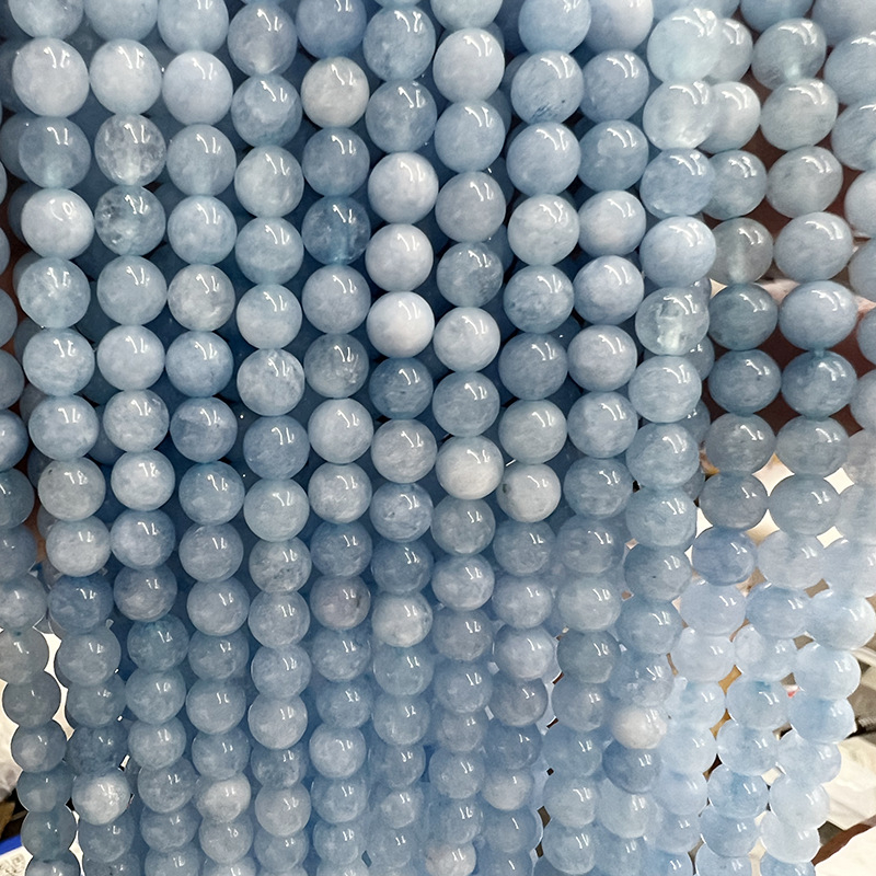 Kružne chalcedonske perle u plavoj boji akvamarina, prirodni kamen, slobodne perle za narukvicu i ogrlicu, dijelovi za DIY nakit, poluproizvodi