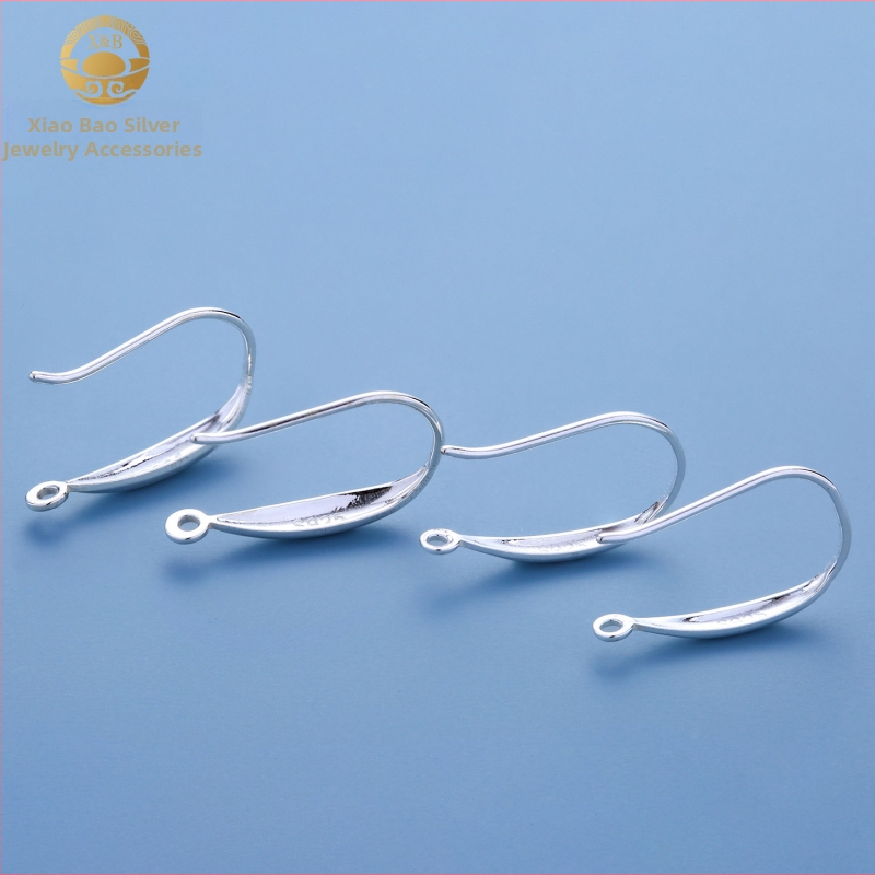 S925 strieborné široké náušnicové háčiky pre DIY s kryštálmi a perlami, perlové podložky