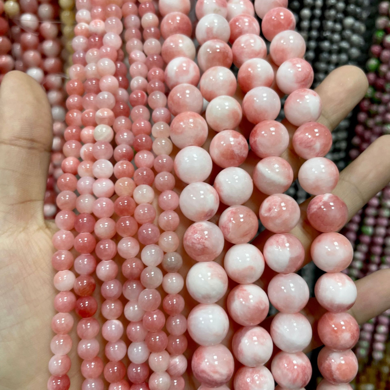 Kalcedon, perzijski jade, boje breskve, okrugle 8 mm perle, labave perle za DIY narukvice, poluproizvodi za nakit