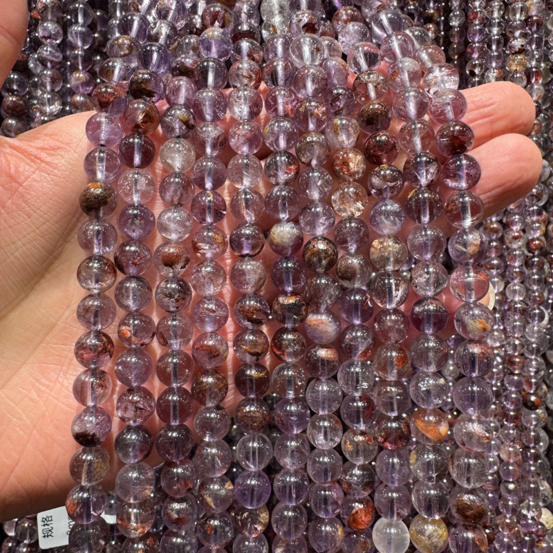Prirodno ljubičaste phantom perle, slobodne perle, ljubičaste kristalne okrugle perle za ručno izrađene DIY nakit