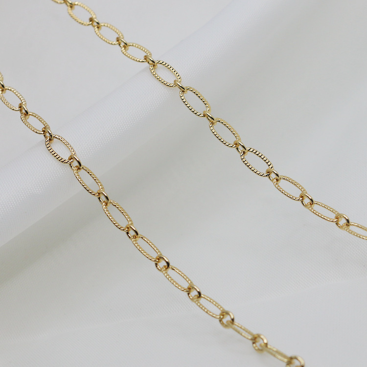 14K pozlata, boja otporna, 3,5 mm reljefna O-oblika ogrlica, duljina 1 m, DIY dodaci za izradu ogrlica