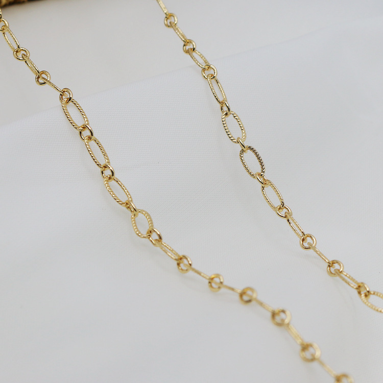 14K pozlata, boja otporna, 3,5 mm reljefna O-oblika ogrlica, duljina 1 m, DIY dodaci za izradu ogrlica