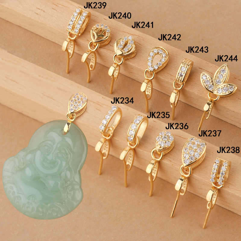 Nefritni privjesak sa S925 srebrnim spojnim klipom – Guanyin Jade Buddha DIY dodatak nakita