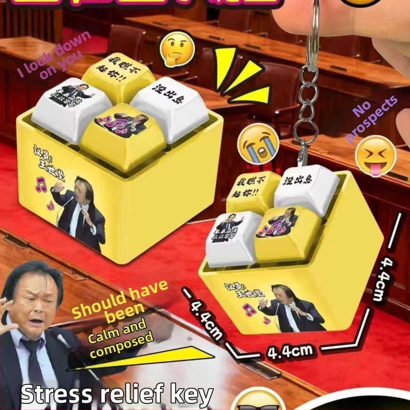 Svietiace tlačidlo pre výslovnosť hlasu, prívesok s motívom klávesnice, kľúčenka, relaxačná hračka