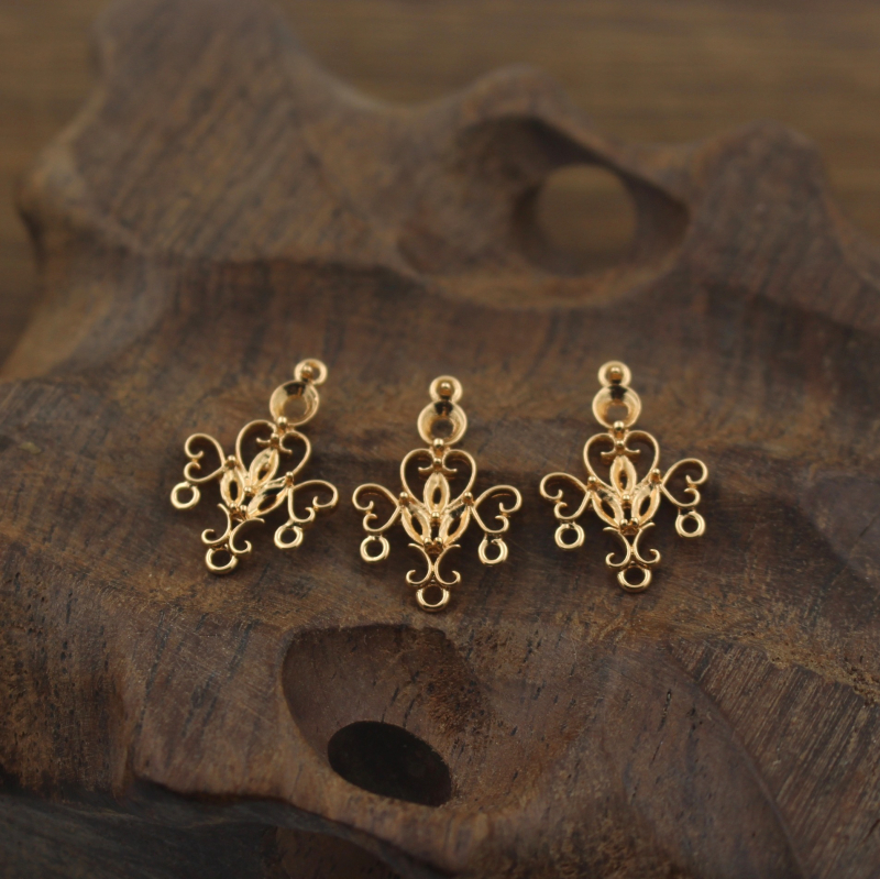DIY ručno izrađeni dodaci za nakit, odljeveni bakreni privjesak 20×13 mm s resicama i konektorom, kineskog etničkog stila