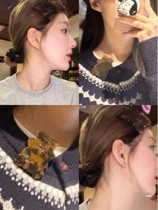 Mini klips za kosu s leopard uzorkom i iridescijom sjajem, mala acetatna štipaljka za šiške i raščupanu kosu, svestran dodatak za kosu učenice i učenici