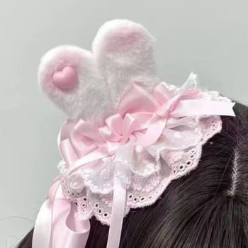 Spona za kosu s ružičastom čipkom i slatkom mašnicom – stil princeze za djevojčice
