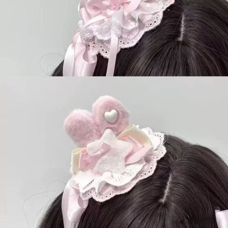 Spona za kosu s ružičastom čipkom i slatkom mašnicom – stil princeze za djevojčice