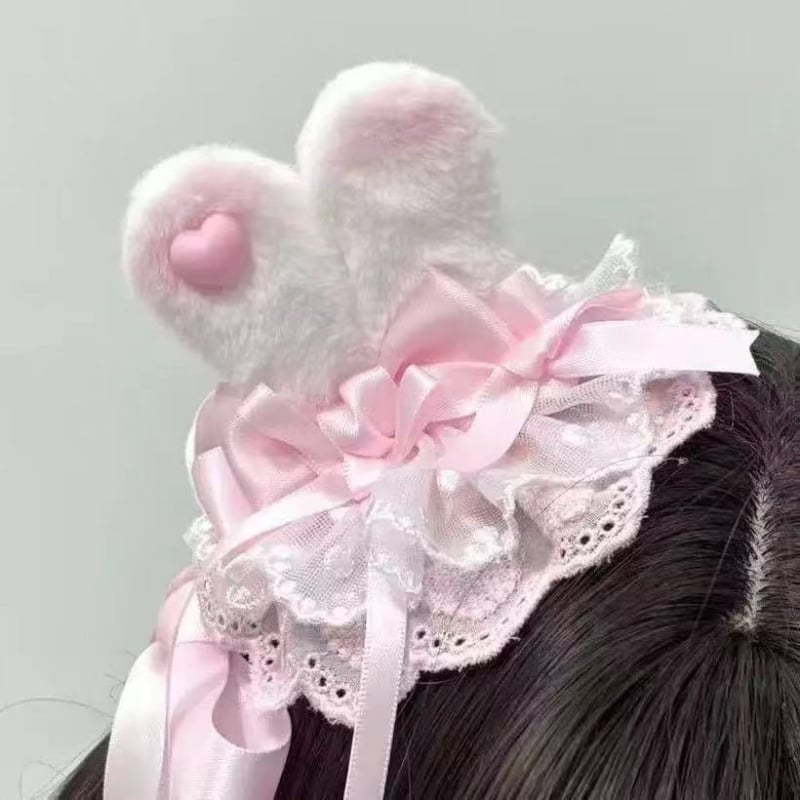 Spona za kosu s ružičastom čipkom i slatkom mašnicom – stil princeze za djevojčice