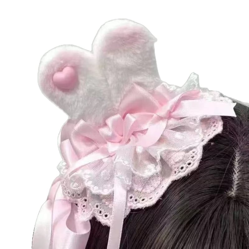 Spona za kosu s ružičastom čipkom i slatkom mašnicom – stil princeze za djevojčice