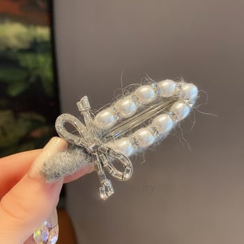 Ženska šnala za kosu s perlatnom mašnicom od vlakna – bočni klips, lagani luksuzni stil