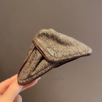 Korejski teksturirani smeđkasti klips za kosu od školjke, ručno šiveno, za žene, elegantan luksuzni klips za rep na stražnjem dijelu glave