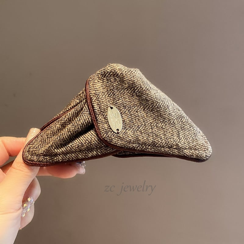 Korejski teksturirani smeđkasti klips za kosu od školjke, ručno šiveno, za žene, elegantan luksuzni klips za rep na stražnjem dijelu glave