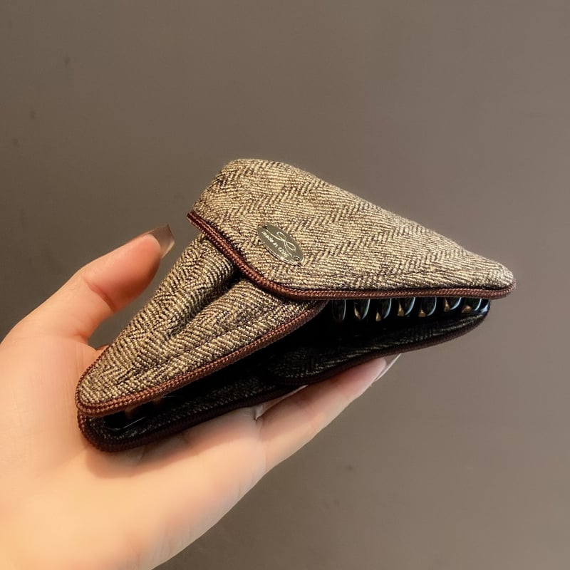 Korejski teksturirani smeđkasti klips za kosu od školjke, ručno šiveno, za žene, elegantan luksuzni klips za rep na stražnjem dijelu glave