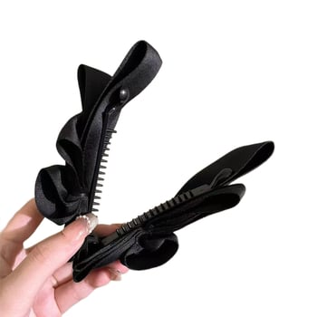 Crni mašna banana klips za visoku punđu – 2025 novi dodatak za kosu s volumenom