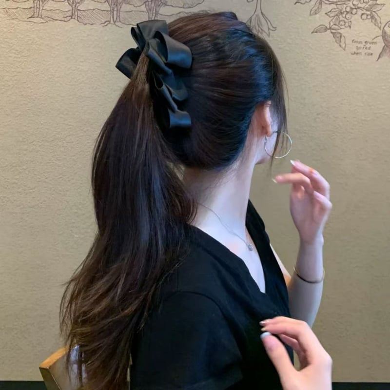 Crni mašna banana klips za visoku punđu – 2025 novi dodatak za kosu s volumenom