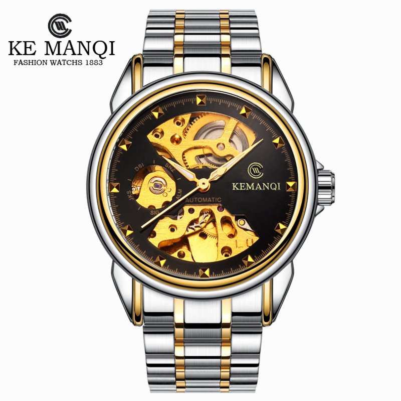 Muški automatski mehanički sat s nehrđajućim čeličnim kaišem, skeletni tourbillon, luminescentski brojčanik, 40,5 mm, poslovni stil