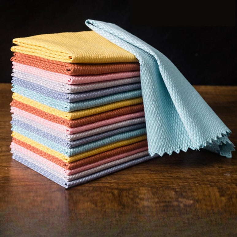 Microfiber kuhinjska krpa s uzorkom ribljih ljuski, debela, bez dlačica, dvostrana krpa za suđe i staklo, svestrano čišćenje
