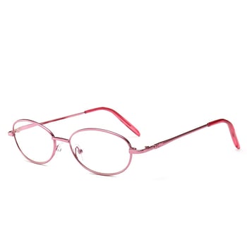 Очила за четене против синя светлина за жени, розова малка метална рамка, лещи от смола, овална форма