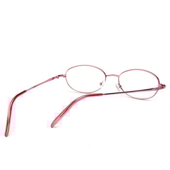 Очила за четене против синя светлина за жени, розова малка метална рамка, лещи от смола, овална форма