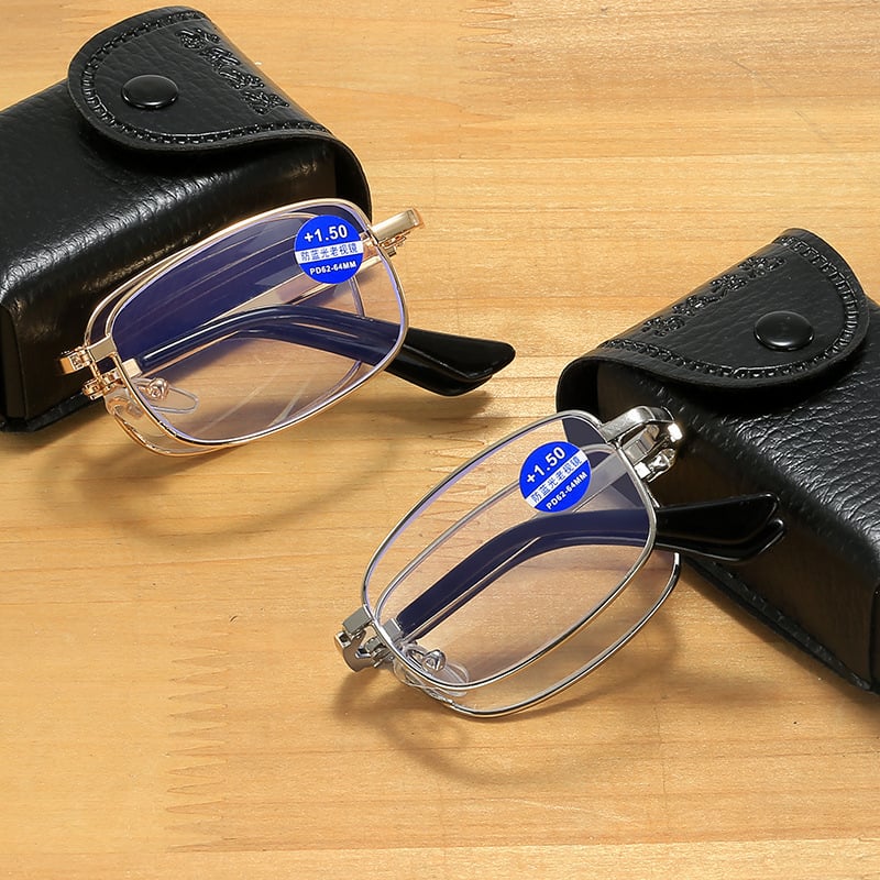 Метални сгъваеми очила против синя светлина за четене, удобни за четене на книги, вестници и мобилни устройства, очила за пресбиопия