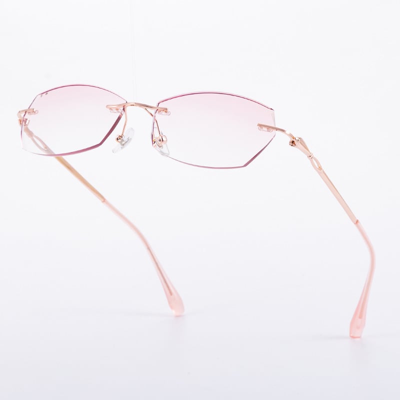 Очила за четене без рамка, лещи от смола с анти-синя светлина, диамантено ръбче, дамски, стил литературно ретро, подходящи за дълго лице, пролет 2024