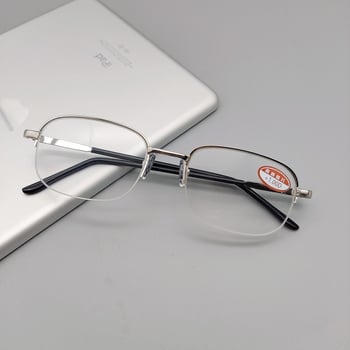 Очила за четене с полурамкова конструкция, лещи от смола, метална рамка, овална форма, стил бизнес/елегантен/минималистичен