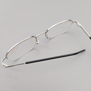 Очила за четене с полурамкова конструкция, лещи от смола, метална рамка, овална форма, стил бизнес/елегантен/минималистичен