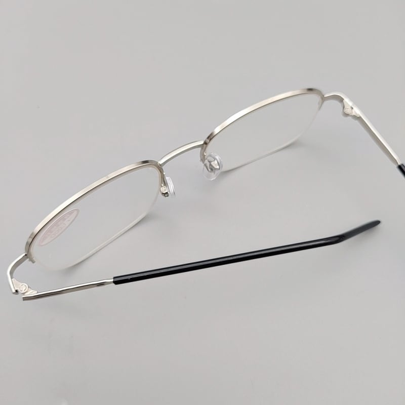 Очила за четене с полурамкова конструкция, лещи от смола, метална рамка, овална форма, стил бизнес/елегантен/минималистичен