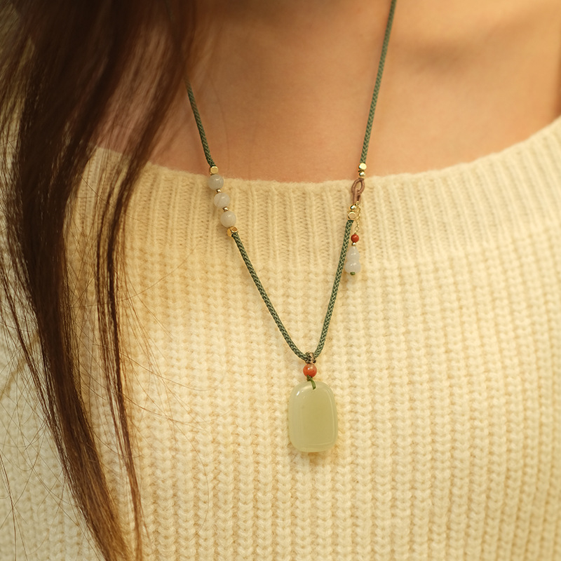 Ogrlica s privjeskom od Hetian jade, DIY, ženski etnički stil nakita