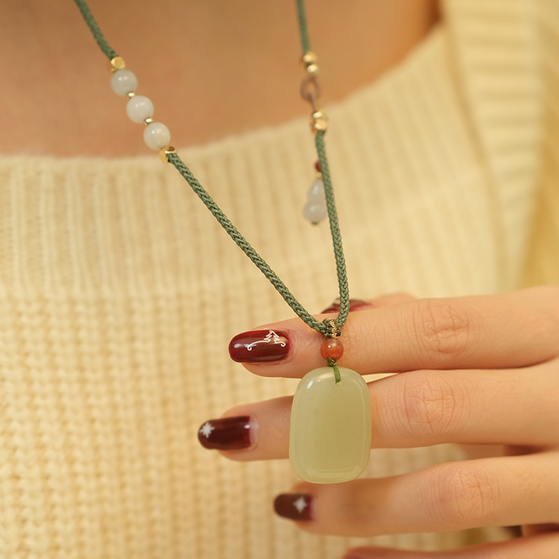 Ogrlica s privjeskom od Hetian jade, DIY, ženski etnički stil nakita