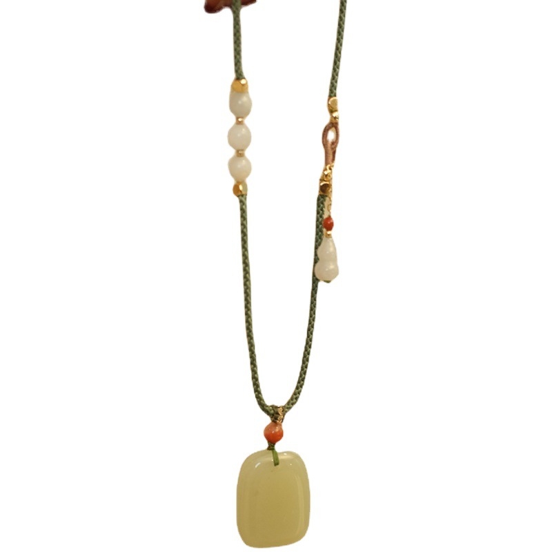 Ogrlica s privjeskom od Hetian jade, DIY, ženski etnički stil nakita