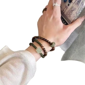 Prirodni narukvica od agarwooda s narukvicom Hetian jade i sretnim perlicama Sunny Water Jade za žene