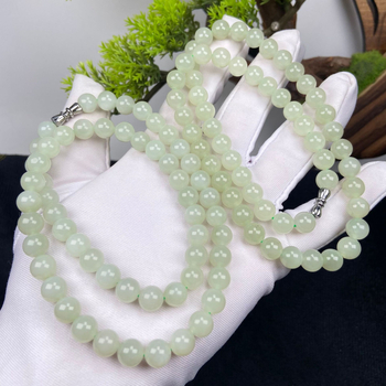 Prirodni Hetian jade iz Qinghaja, ogrlica s 8 mm okruglimi perlama, zelena boja med-voda, DIY Mama lanac
